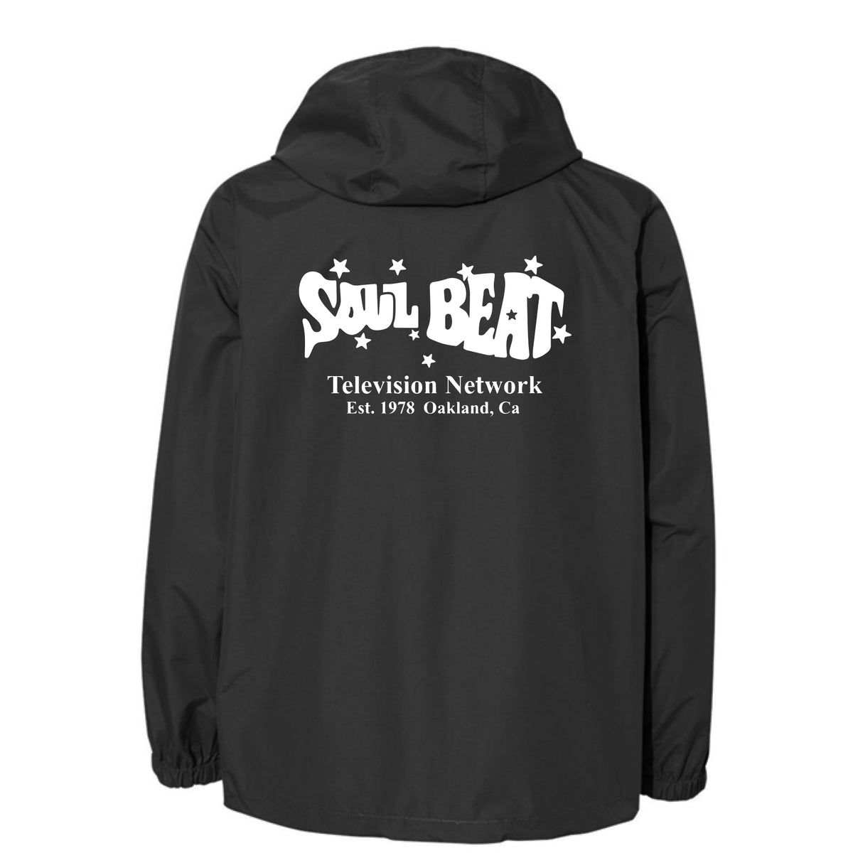 Soul Beat Est 1978 Windbreaker w/Hood - Black w/White